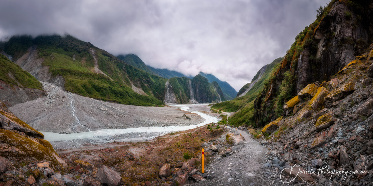 Waiho River Valley Panorama from the trail to Franz Josef Glacier